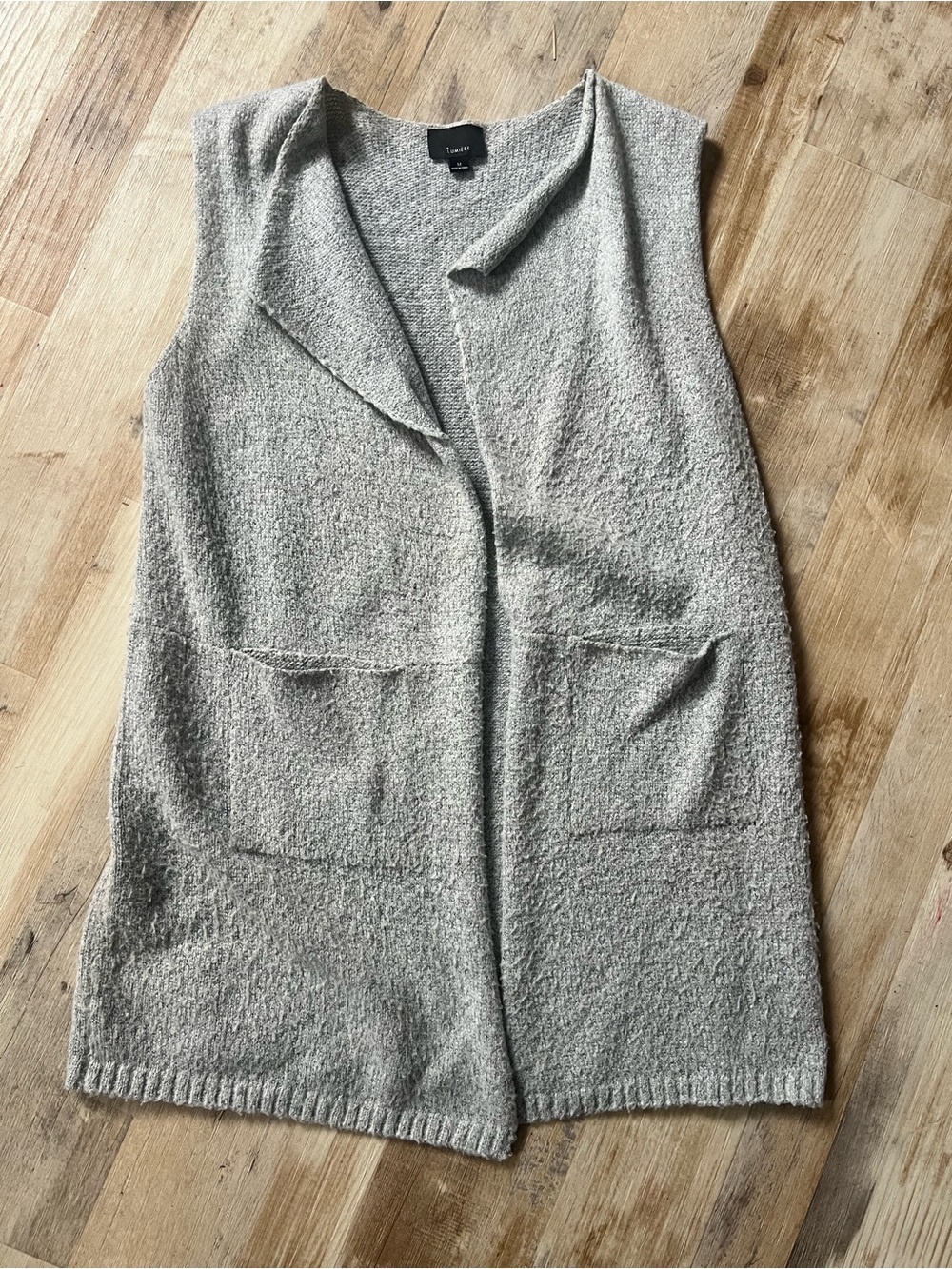 Lumiere Textured Sleeveless Open-Front Cardigan - Heather Gray